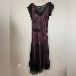 Connected Apparel Y2K Black Overlay Pink Asymmetrical Dress Size Large